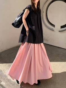 百搭显瘦A字中长裙 设计感纯色高腰半身裙春夏新款 洛边 蝉鸣之夏