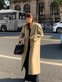 洛边 澳洲100羊毛毛呢大衣双面呢宽松中长外套秋冬 冬日摩洛哥