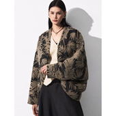 洛边 上衣女 复古提花夹克外套宽松蝙蝠袖 扶光锦瑟 原创设计师款