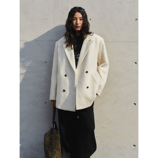 外套女中长款 毛呢西装 双排扣西服高级感保暖 原创设计师款 洛边