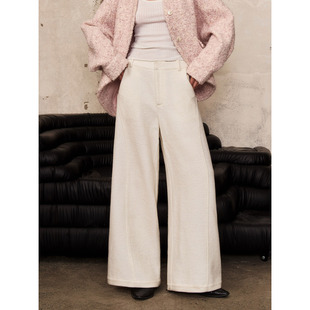 新款 洛边 长裤 复古慵懒风宽松廓形毛呢休闲裤 原创设计款