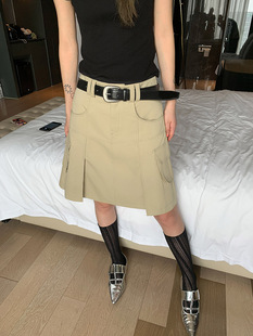 洛边半身裙纯棉工装 a字裙 裙显瘦百搭夏新款