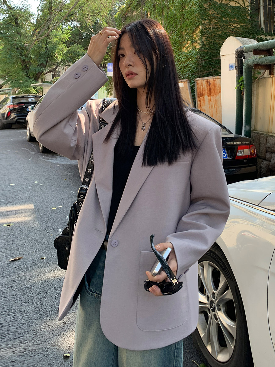 洛边常规通勤长袖原创西装