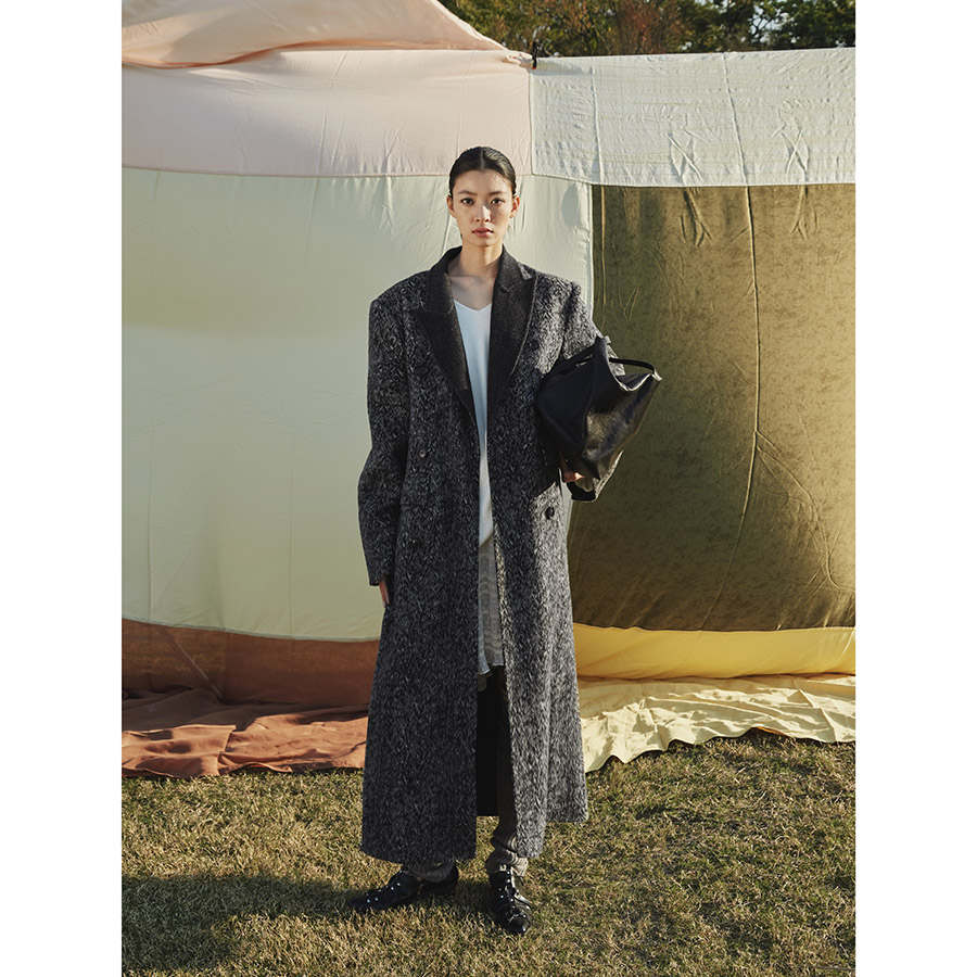 洛边 一件有段位的大衣 AB面羊毛手工双面呢兔毛桑蚕丝宽松外套