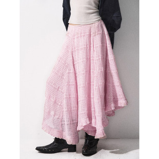 复古半身裙宽松慵懒风中长款 原创设计师款 高腰显瘦A字 炫彩 洛边