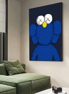 kaws挂画玄关墙上装饰画潮牌海报芝麻街卧室卡通潮流客厅沙发壁画