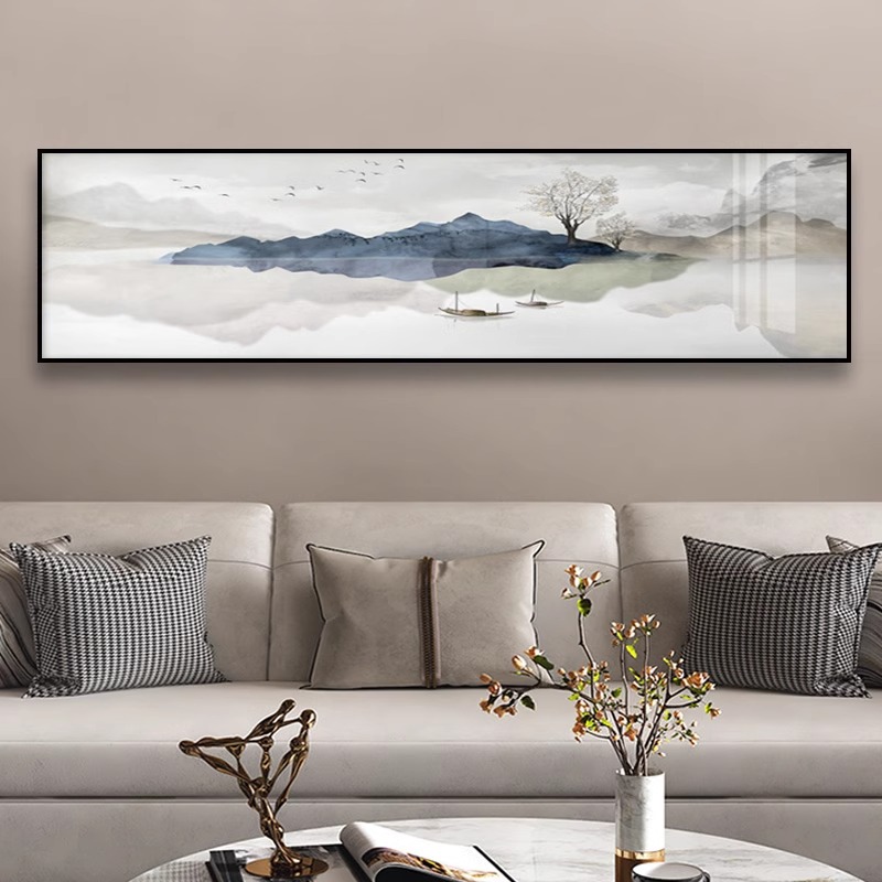 新中式装饰画金山客厅卧室床头挂画沙发背景山水画茶室办公室壁画图片
