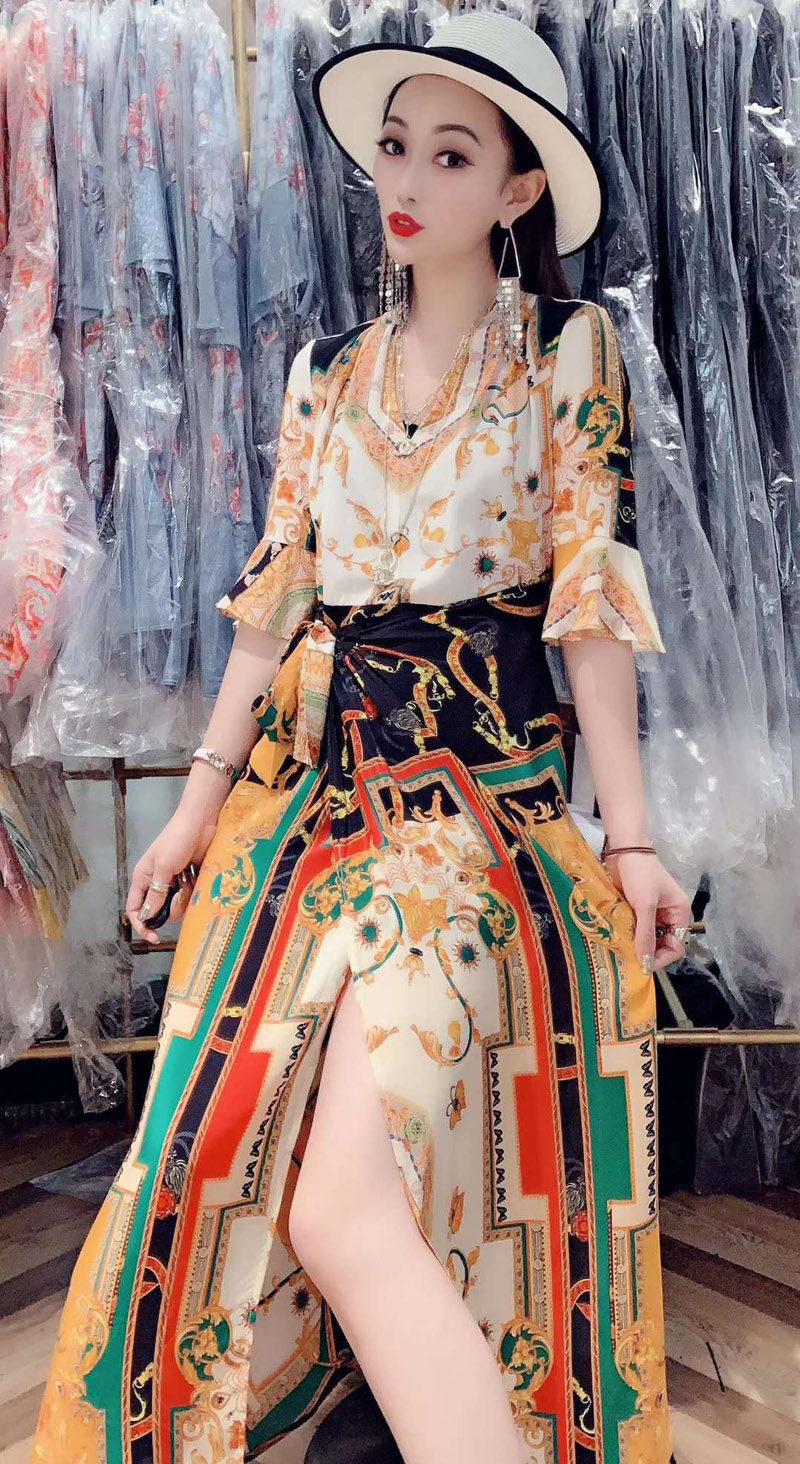 欧洲站2019夏季新款时尚连衣裙韩版雪纺长裙印花淑女裙气质名媛风|ruв категории Женская одежда, платье - от Buy2taobao.com для оказания профессиональной услуги покупки агента Taobao