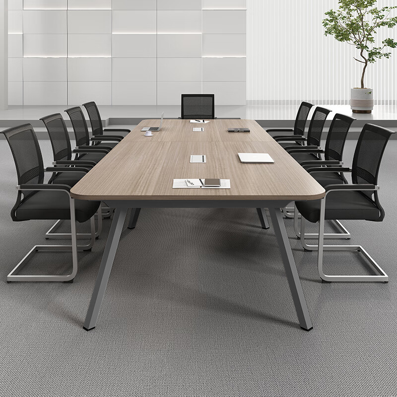 办公室简易弧形会议桌长桌椅组合简约现代洽谈室阅览桌子长方形