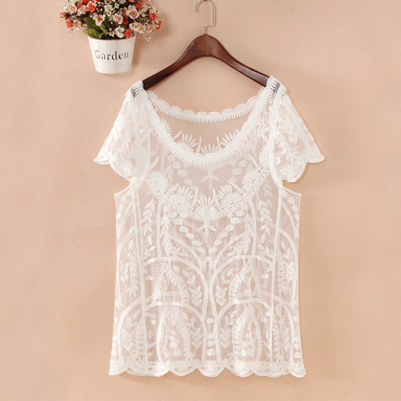 Short sleeved Socket Lace shirt summer clothes braces skirt Outside the ride Little coat sexy Easy Hollow Jacobs jacketin the Women's clothing/Boutique , Lace shirt/Chiffon shirt  category - from Buy2taobao.com to provide professional Taobao agent buy service