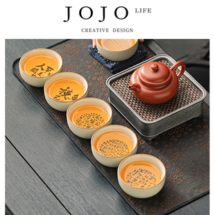 JOJO'S L. PD.紫泉涧.汝窑普洱杯陶瓷哈哈趣味笑里藏刀杯 | 挥臂