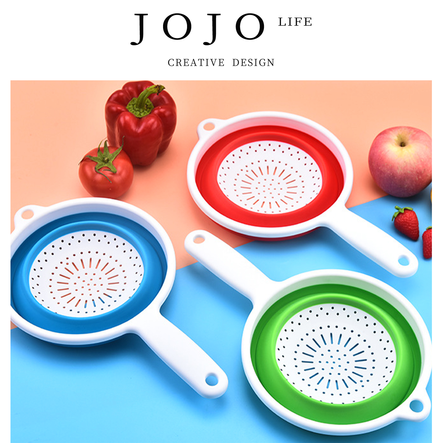 JOJO'S L. PD.village.多功能折叠塑料沥水篮带手柄圆形 | 杉落