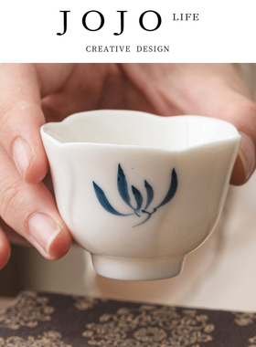 JOJO'S L. PD.congenial.手绘兰花白瓷茶具茶杯主人杯陶瓷 | 相投