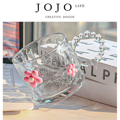 JOJO'SLIFEPD花朵咖啡玻璃杯
