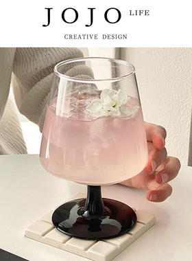 JOJO'S L. PD.busy.黑色高脚玻璃杯果汁气泡水杯鸡尾酒杯 | 侥忙