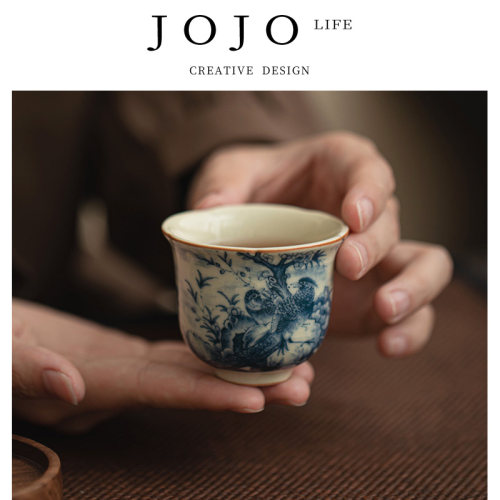 紫泉涧前程似锦花口杯陶瓷茶杯