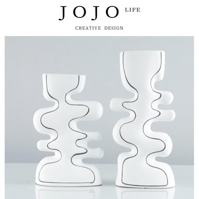 JOJO'SLIFEPD白色线条花瓶摆件