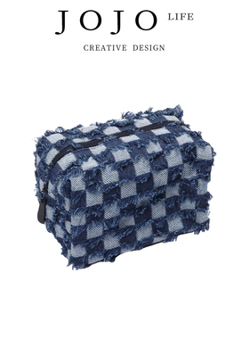 JOJO'S L. PD.Softly.化妆品收纳包牛仔大容量棋牌格便携 | 轻声