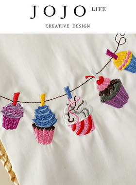 JOJO'S L. PD.Hall.绣花餐巾家居布艺绣花茶巾白色餐巾餐盘 |阁馆