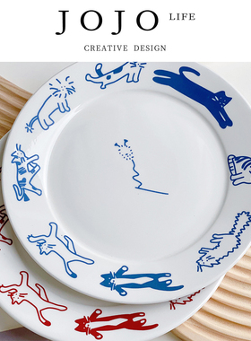 JOJO'S L. PD.Passing.韩式ins风可爱小猫小狗陶瓷盘 | 递疲