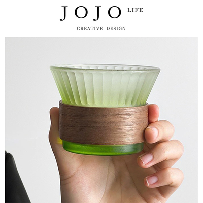 JOJO'SLIFEPD渐变绿竖纹玻璃杯
