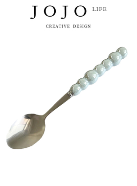 JOJO'S L. PD.purple.浅蓝色轻奢珍珠勺子不锈钢高颜值 | 空紫