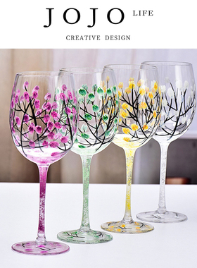 JOJO'S L. PD.moss.红酒杯创意水晶玻璃彩绘手绘四季玻璃 | 苔请