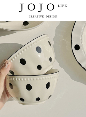 JOJO'S L. PD.feel.米饭碗甜品碗ins浮雕珠点碗釉下彩 | 电感