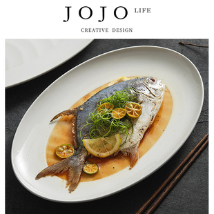 JOJO'S L. PD.pool.高级感装鱼餐盘日式椭圆形陶瓷菜盘摆盘 |乡池