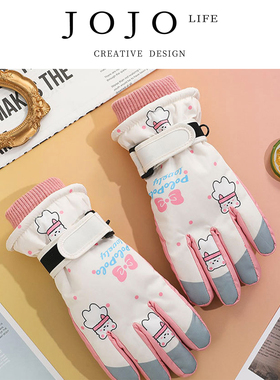 JOJO'S L. PD.rake.儿童滑雪手套卡通恐龙加绒加厚防风触屏 |耙芬