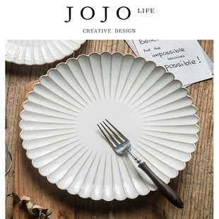JOJO PD.Wax.复古精致窑变花边陶瓷菜盘甜品盘餐盘子 蒙蜡