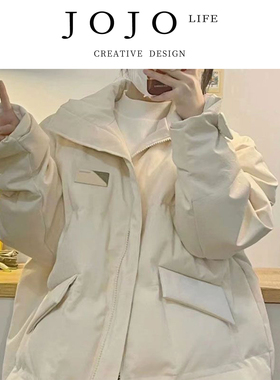 JOJO'S L. PD.seem白色羽绒服冬季女短款免洗皮面包服外套 | 涧饭