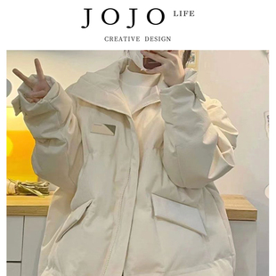 JOJO'S L. PD.seem白色羽绒服冬季女短款免洗皮面包服外套 | 涧饭
