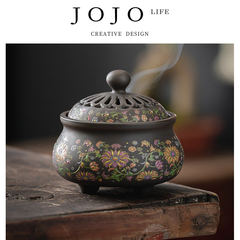 JOJO'S L. PD.紫泉涧.陶瓷景泰蓝盘香炉熏香炉香薰炉香插 | 罚球