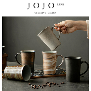 PD.紫泉涧.日式 JOJO 泛金 粗陶咖啡杯复古马克杯小众设计