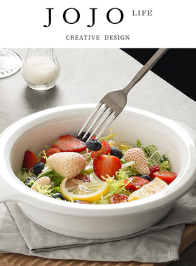 JOJO'S L. PD.Thorn.陶瓷双耳汤碗白色防烫大碗家用大容量 | 刺芒