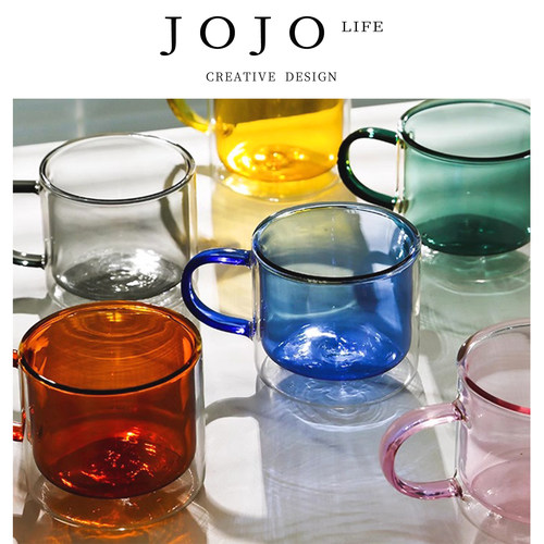 JOJO'SL.PD彩色带把手玻璃喝