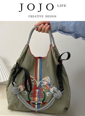 JOJO'S L. PD.Invite.大容量女刺绣购物帆布手拎包袋便携 | 敦聘