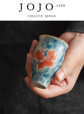 JOJO'S L. PD.紫泉涧.手绘仿古水墨茶杯家用陶瓷闻香杯 | 娱子