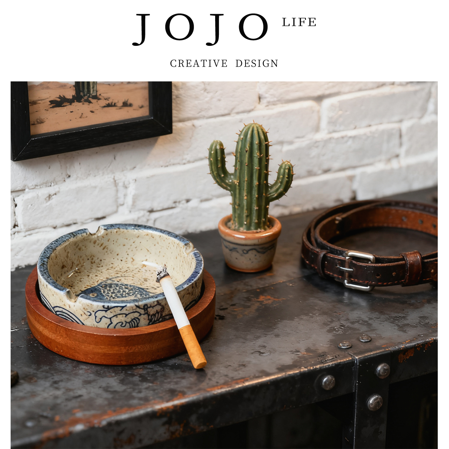 JOJO'S L. PD·Round·烟灰缸日式复古防飞灰有带盖烟缸丨圆瓷