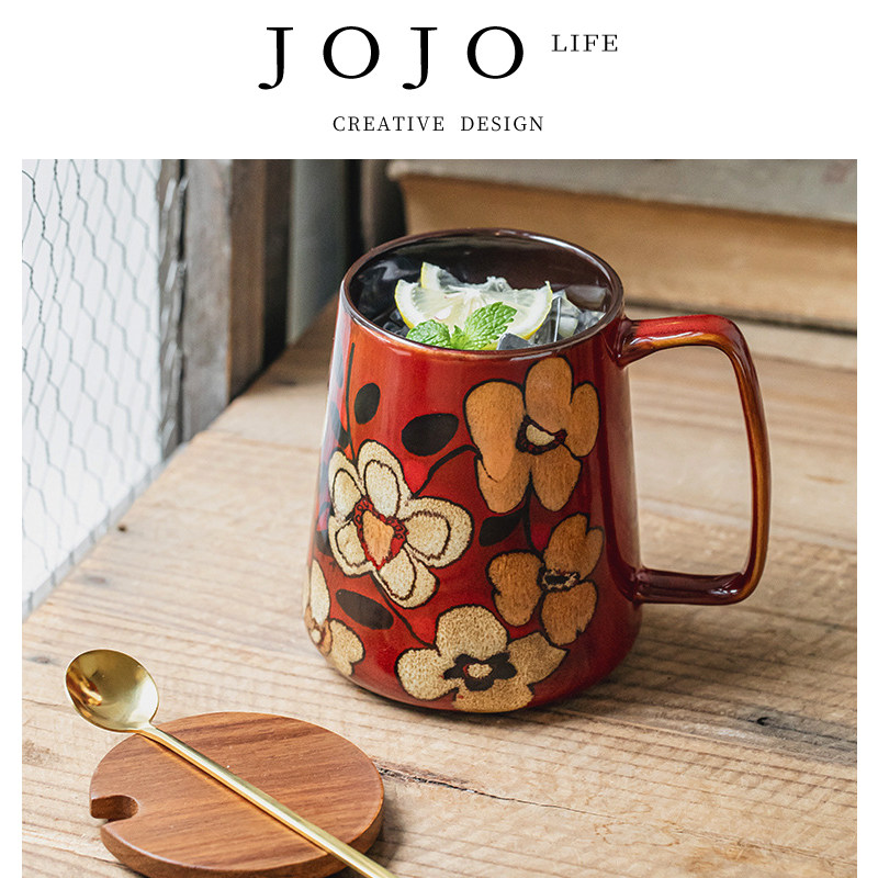 JOJO'S L. PD.kiln.马克杯办公大水杯中国风敞口手绘杯陶瓷 |雌鹿
