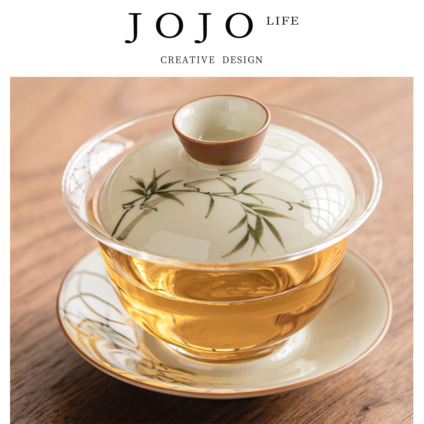 JOJO'SLIFEPD手绘翠绿文竹盖碗