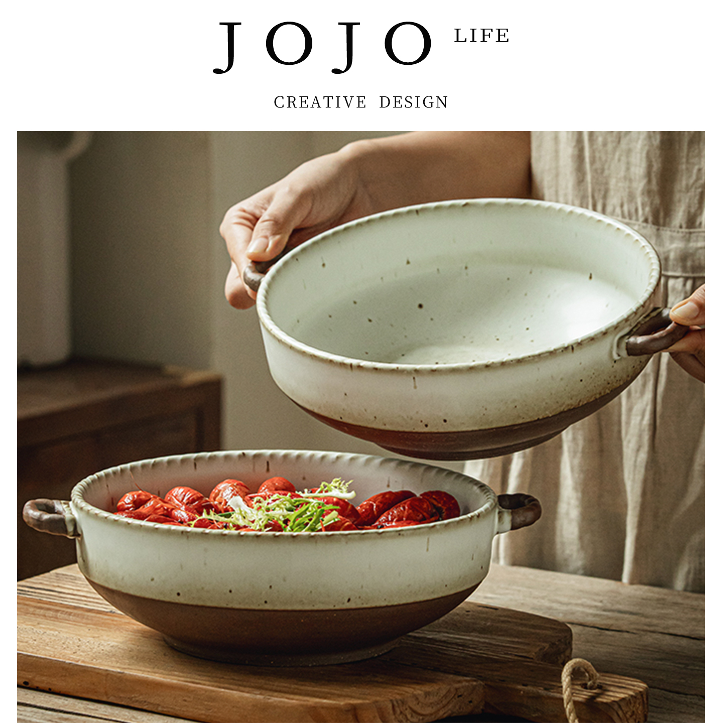 JOJO'SLIFEPD复古粗陶双耳碗