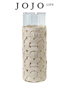 JOJO'S L. PD.turn.北欧轻奢玻璃花瓶摆件客厅皮革高级感 | 都化