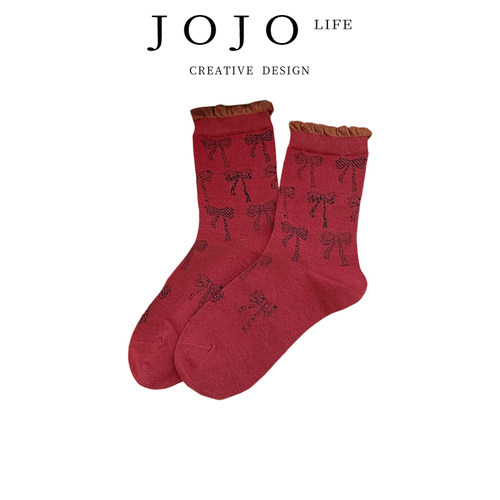 JOJO'SLIFEPD红袜子女蝴蝶结