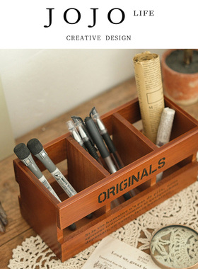 JOJO'S L.PD.bloat.笔筒收纳木质复古桌面化妆刷桶摆件 | 哗胀