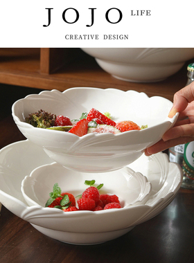 JOJO'S L. PD.chunks.花瓣形陶瓷家用汤碗沙拉碗釉下彩 | 茶块