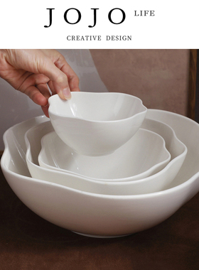 JOJO'S L. PD.teaset.简约纯白陶瓷不规则汤盘曲边菜盘 | 茶具