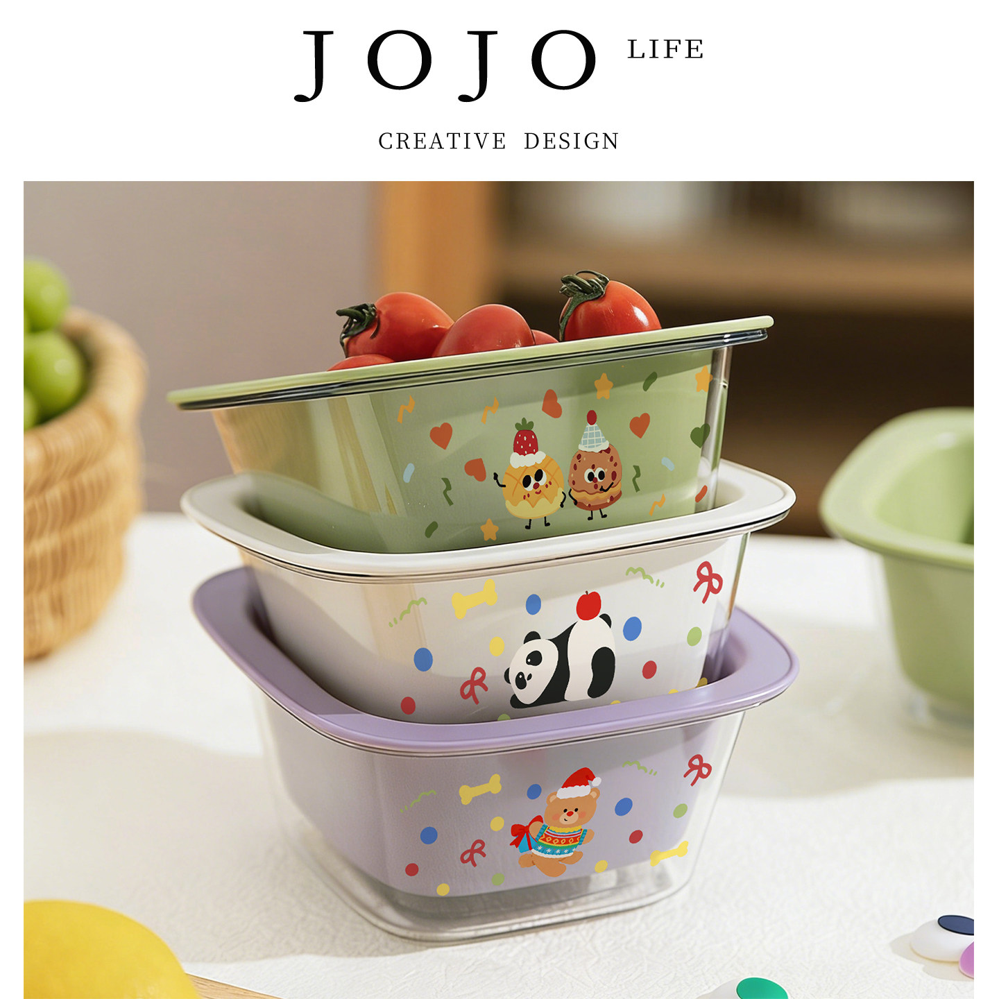 JOJO'S L. PD.TZ.双层洗水果神器沥水篮厨房家用果盘 | 运旺,餐饮具,洗菜盆/沥水篮/漏水筛,淘宝优惠券,粉丝福利购,淘宝优惠卷