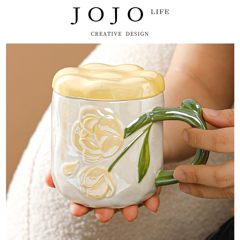 JOJO'SLIFEPD花朵陶瓷马克杯